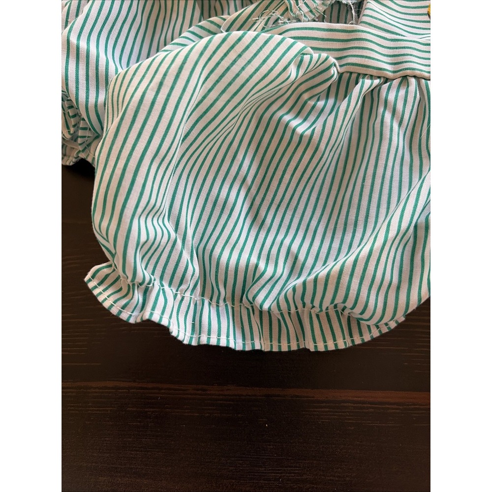 1980's CPK VTG Identical Twins Pack Green Striped Sunsuit Rompers Preemie Set 2 - Picture 5 of 10